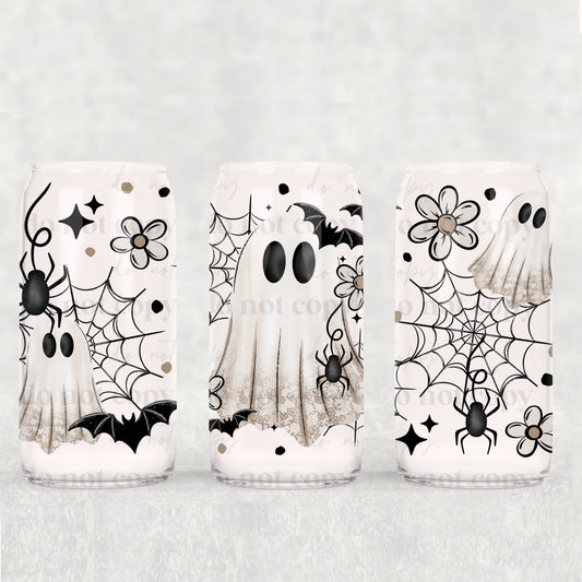 Floral Ghost 16 oz Glass Wrap