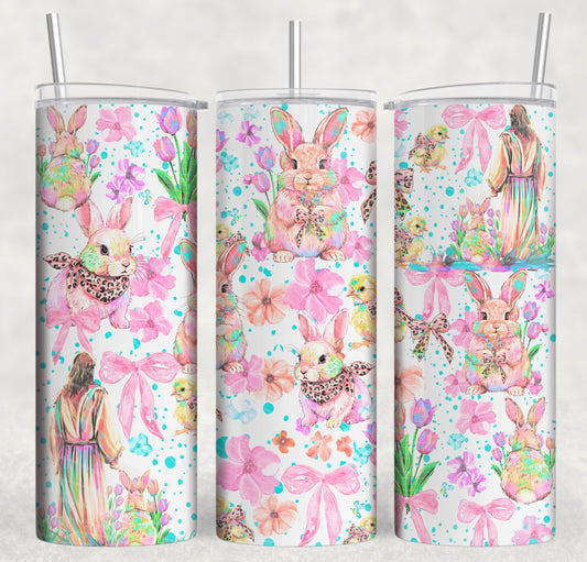 Watercolor Jesus and Bunny Tumbler Wrap