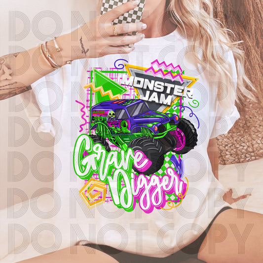 Retro Style MJ Grave Digger DTF Prints