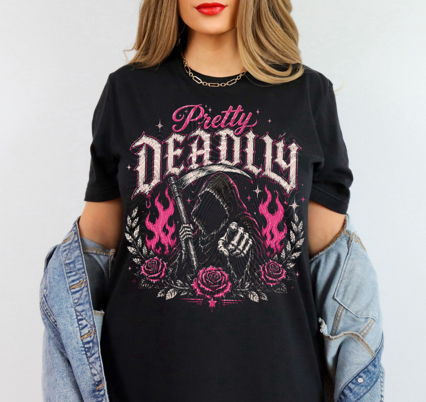 Pretty Deadly (Halftone For Black Fabric Only) DTF Print
