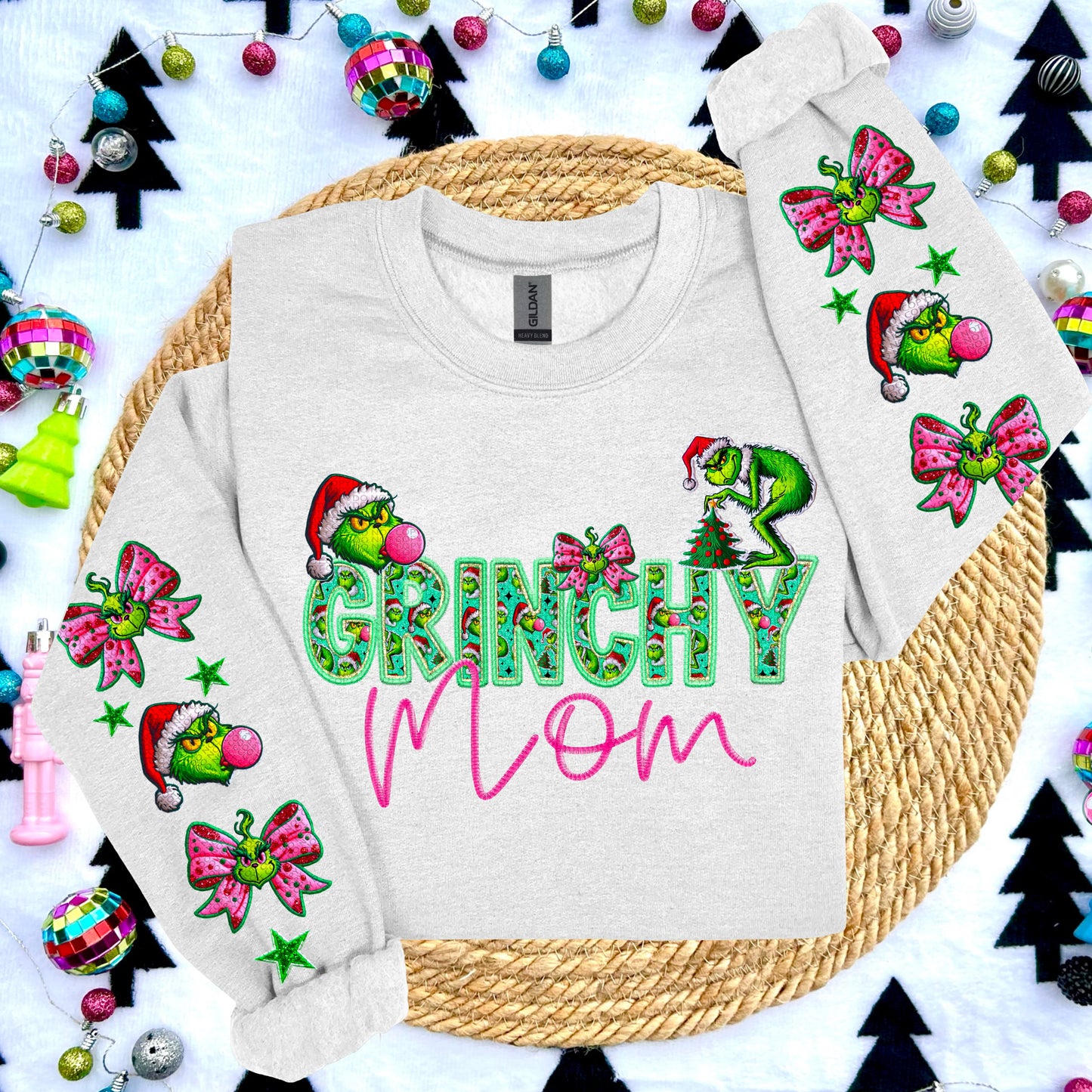 Grinchy Collection Faux Embroidery DTF Print