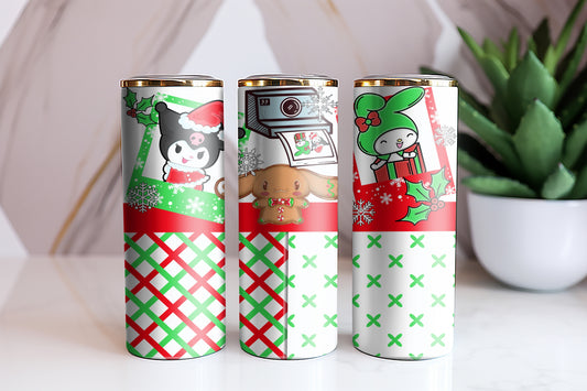Christmas Kawaii Friends Tumbler Wrap