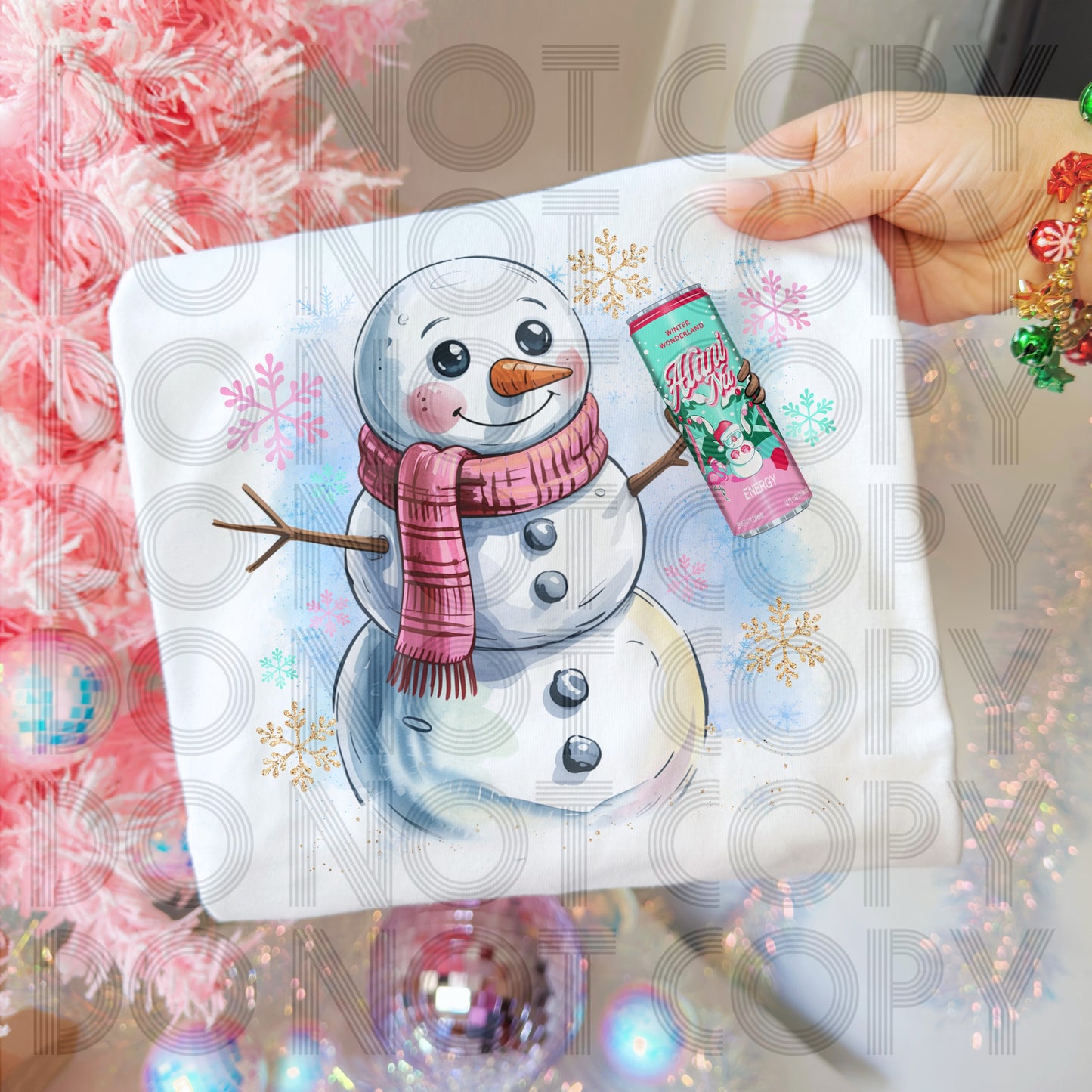 Snowman Energy Drink DTF Print