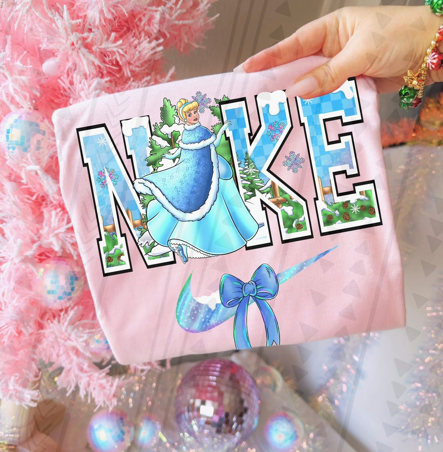 Winter Cinderella Checkmark Design DTF Print