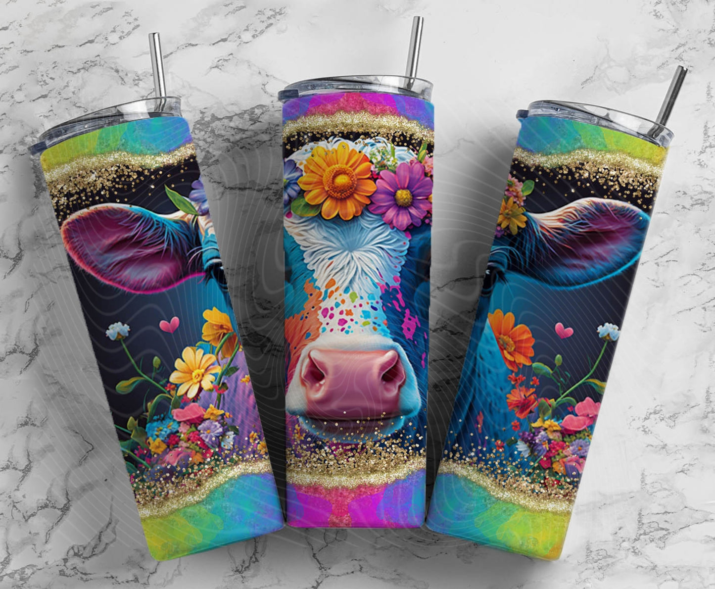 Floral Rainbow Cow