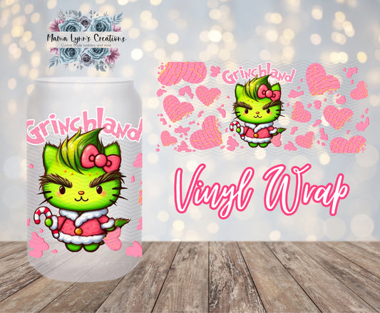 Pink Concha Grinchland Christmas 16 oz Glass Can prints