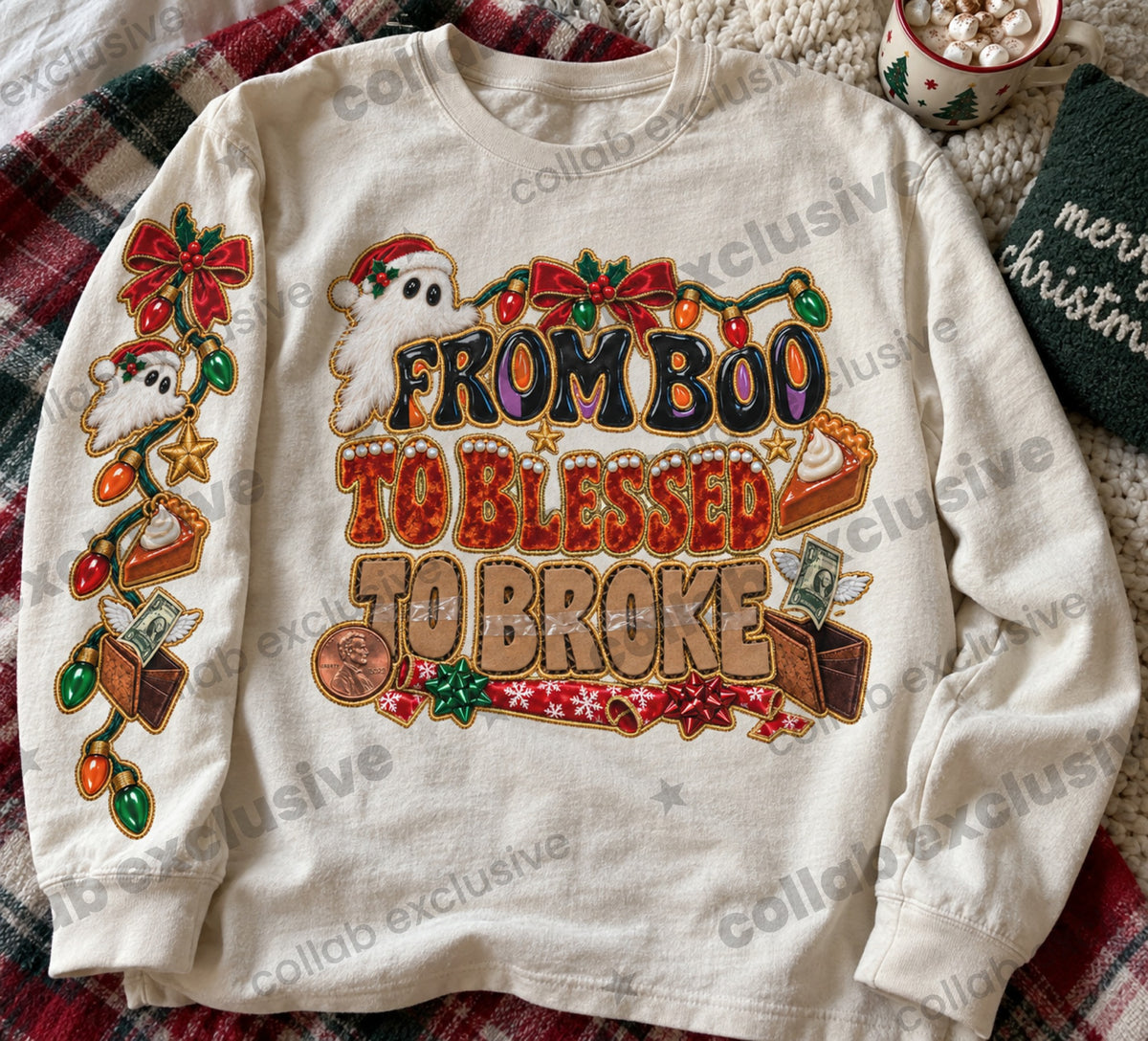 From Boo To Blessed To Broke DTF Print