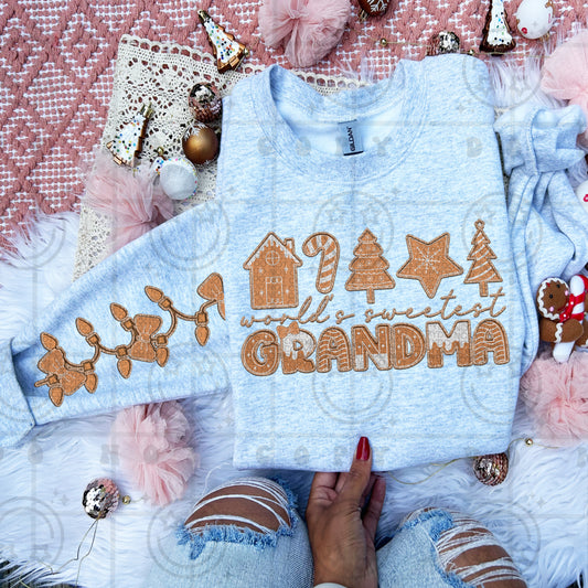 Faux Embroidery World’s Sweetest Grandma DTF Prints