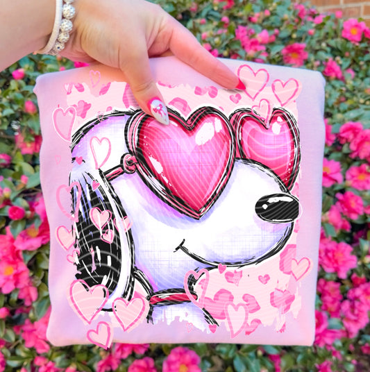 Pink Hearts Snoopy DTF Prints