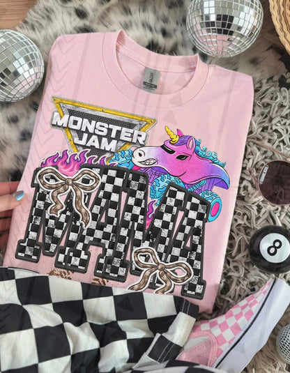 MJ Sparkle Smash Mama (with Bows) Faux Embroidery DTF Prints
