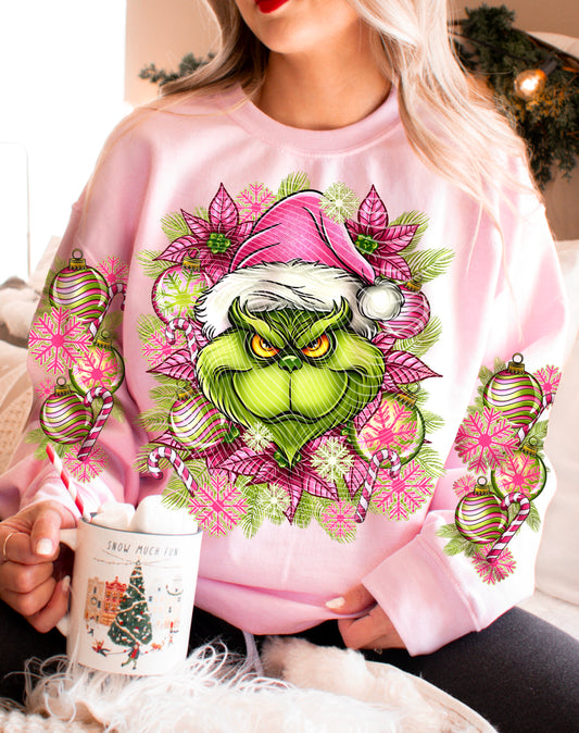 Pink Grinch Color DTF Print