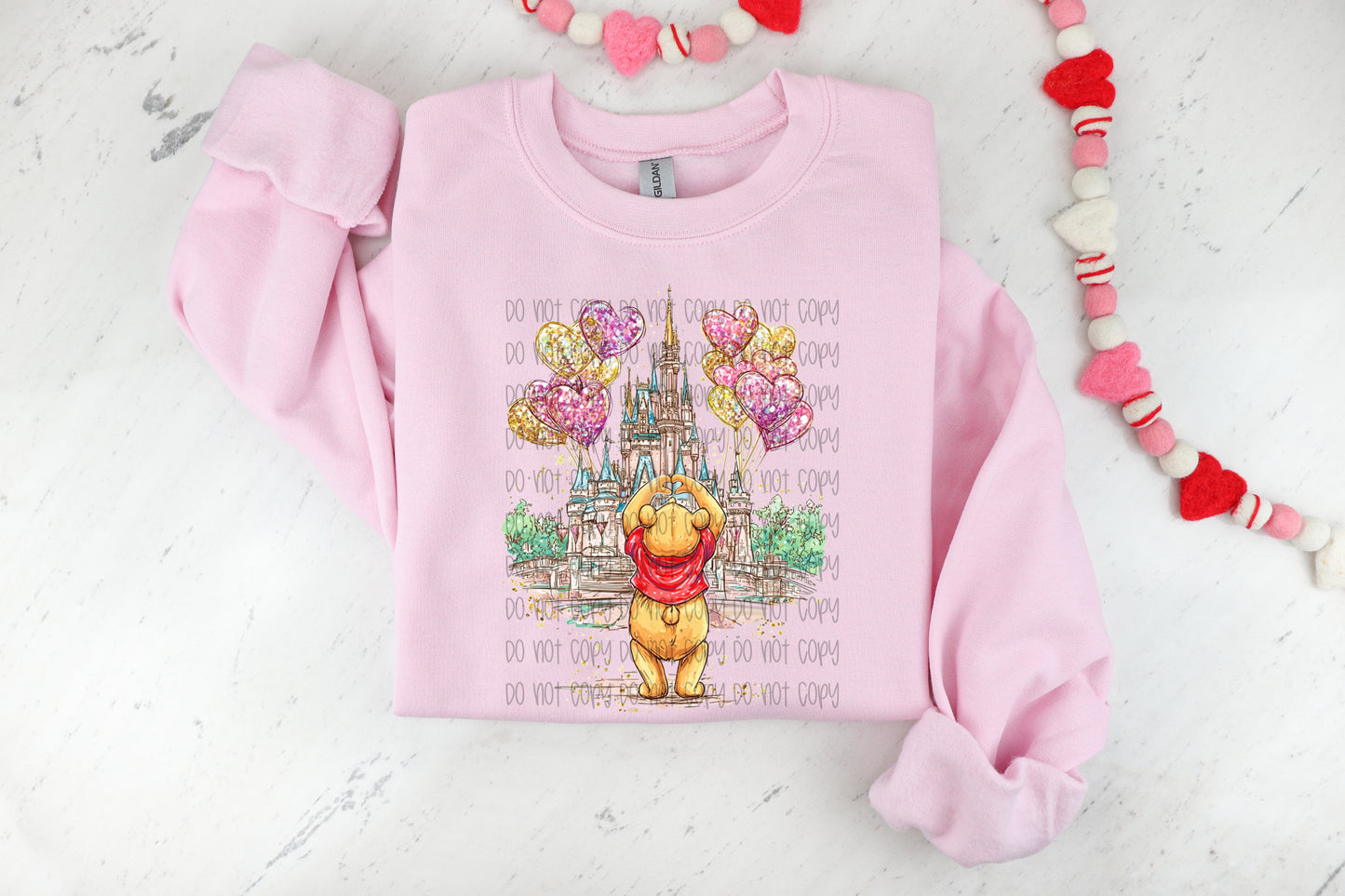 Heart Hands Pooh Valentine DTF Prints
