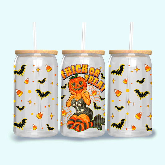 Thick Or Treat 16 oz Glass Wraps