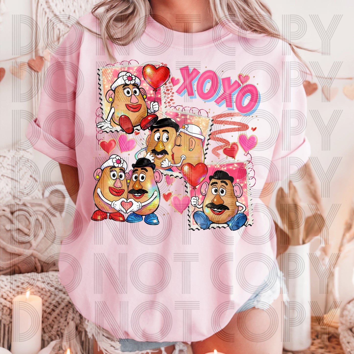 XOXO Potato Couple Stamps DTF Prints