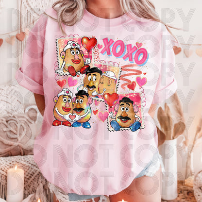 XOXO Potato Couple Stamps DTF Prints