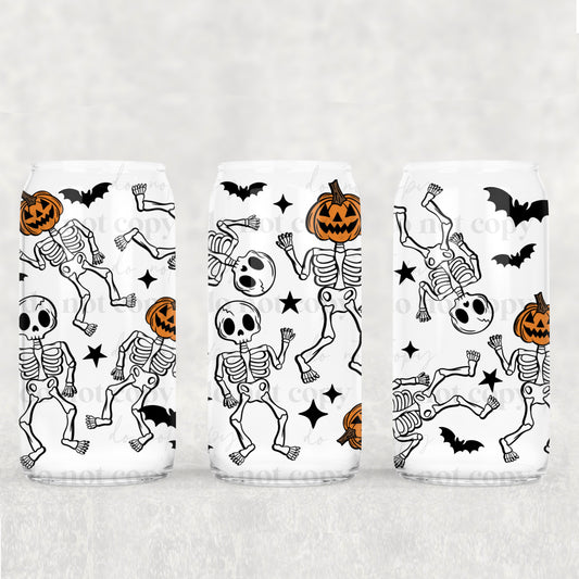 Halloween Skellies 16 oz Glass Wraps
