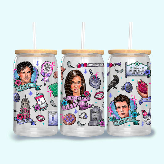 Dear Diary I Am A Vampire 16 oz Glass Can Wraps