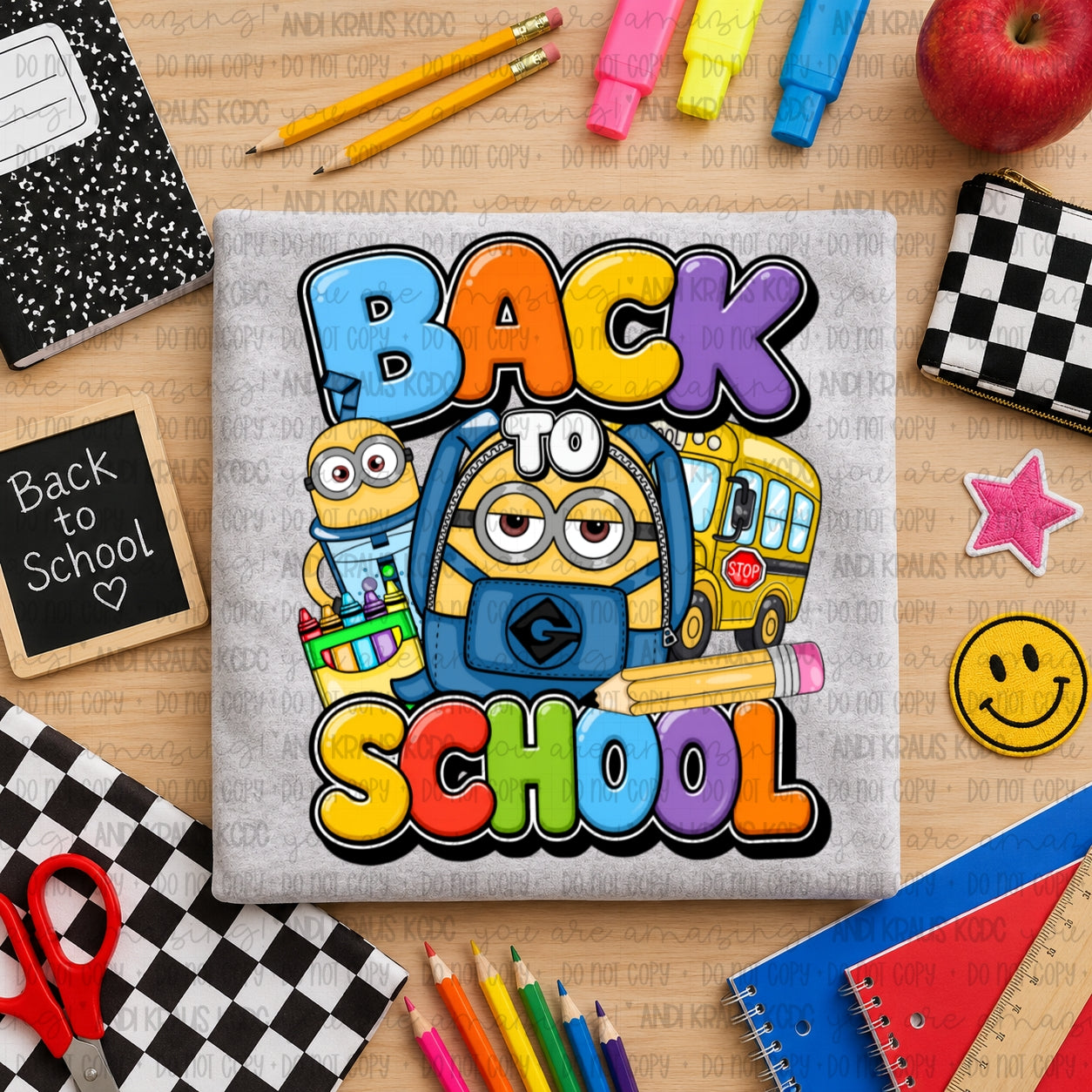 Back To School Minion DTF Print