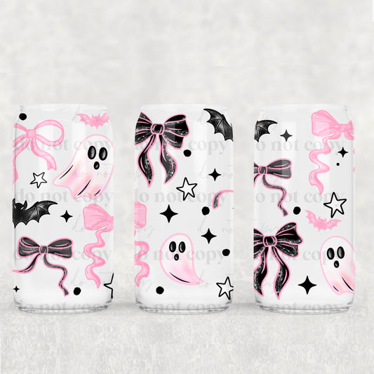 Pink Bows & Ghosties 16 oz Glass Wraps