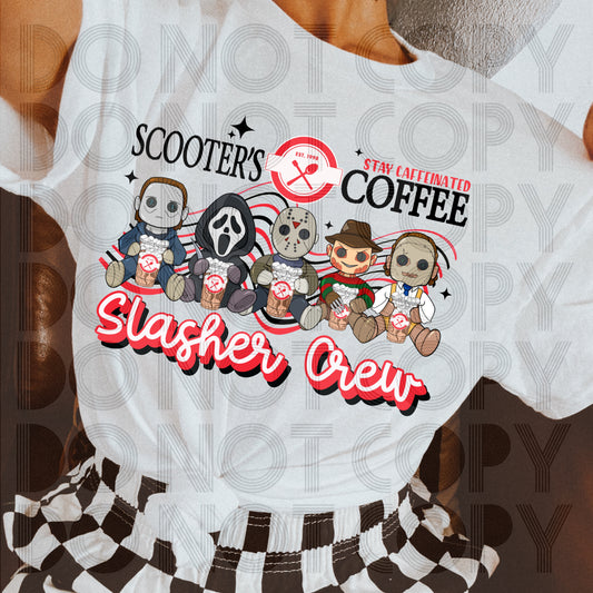 Scooters Coffee Slasher Crew DTF Prints