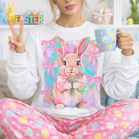 Watercolor Coquette Easter Bunny DTF Prints
