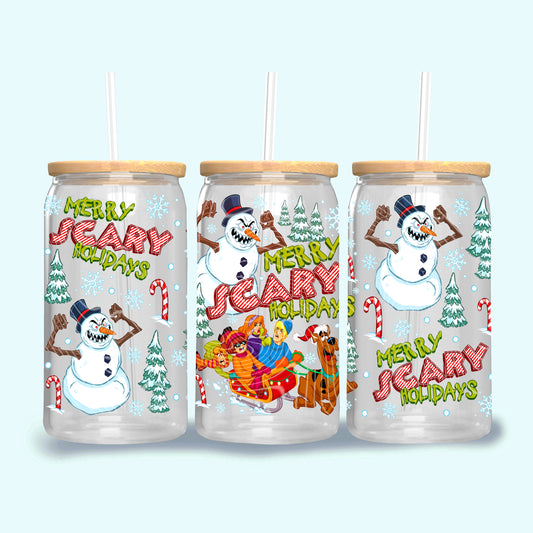 Merry Scary Holidays 16 oz Glass Wraps
