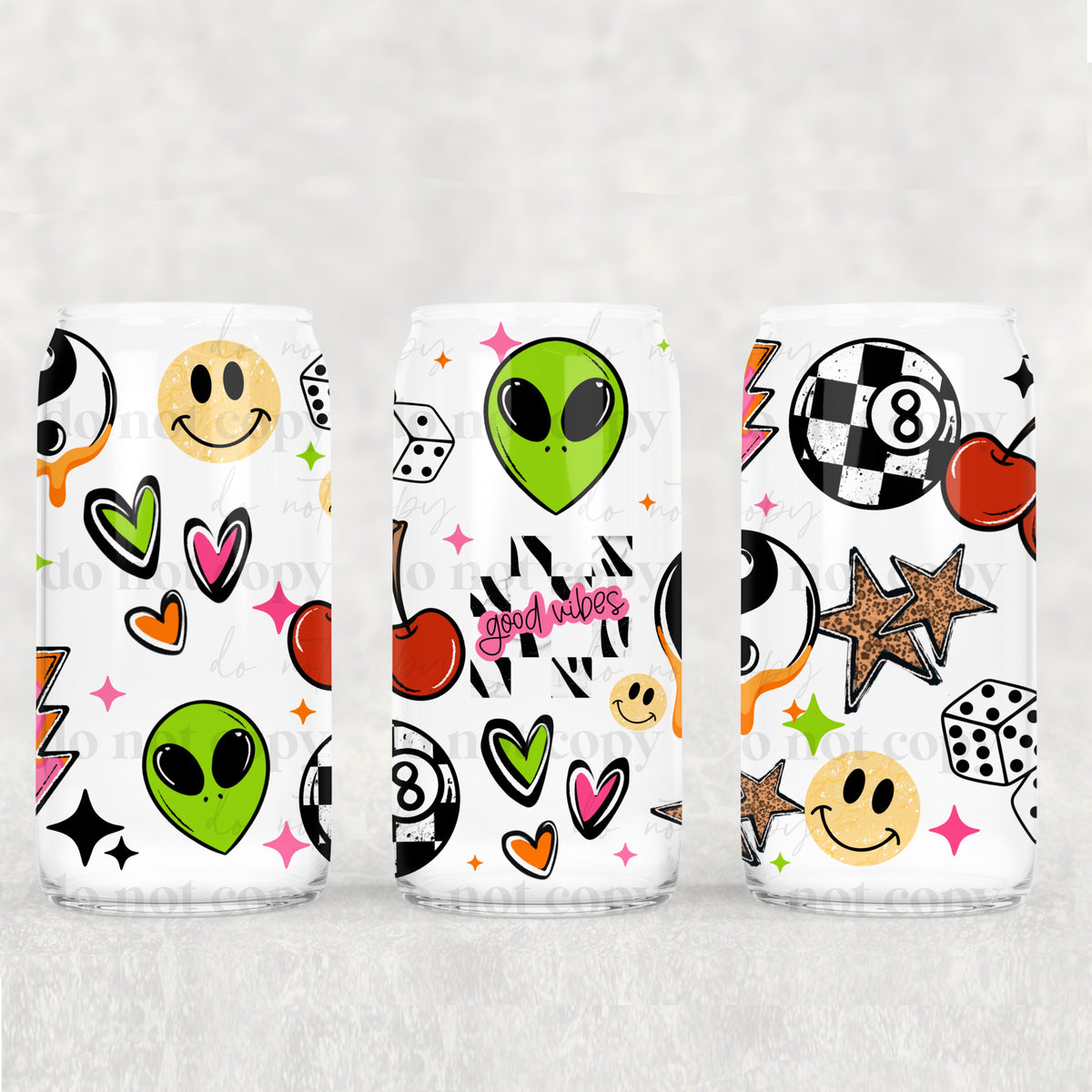 Good Vibes Collage 16 oz Glass Wrap
