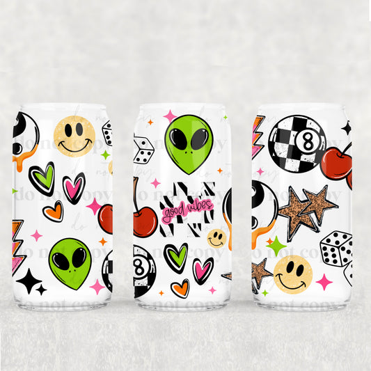 Good Vibes Collage 16 oz Glass Wrap