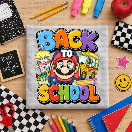 Back To School Mario DTF Print