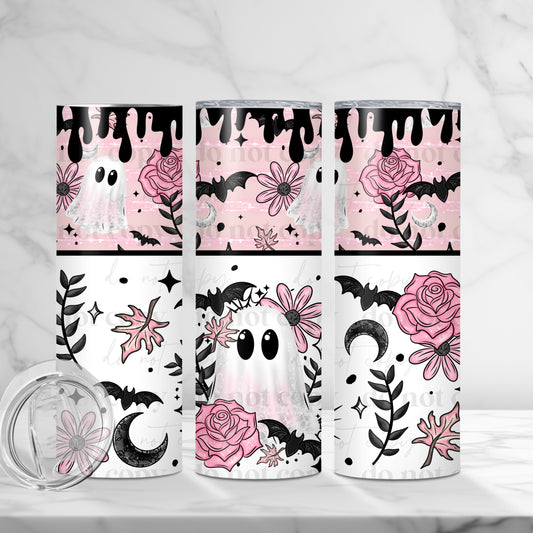 Pink Floral Ghost Tumbler Wrap