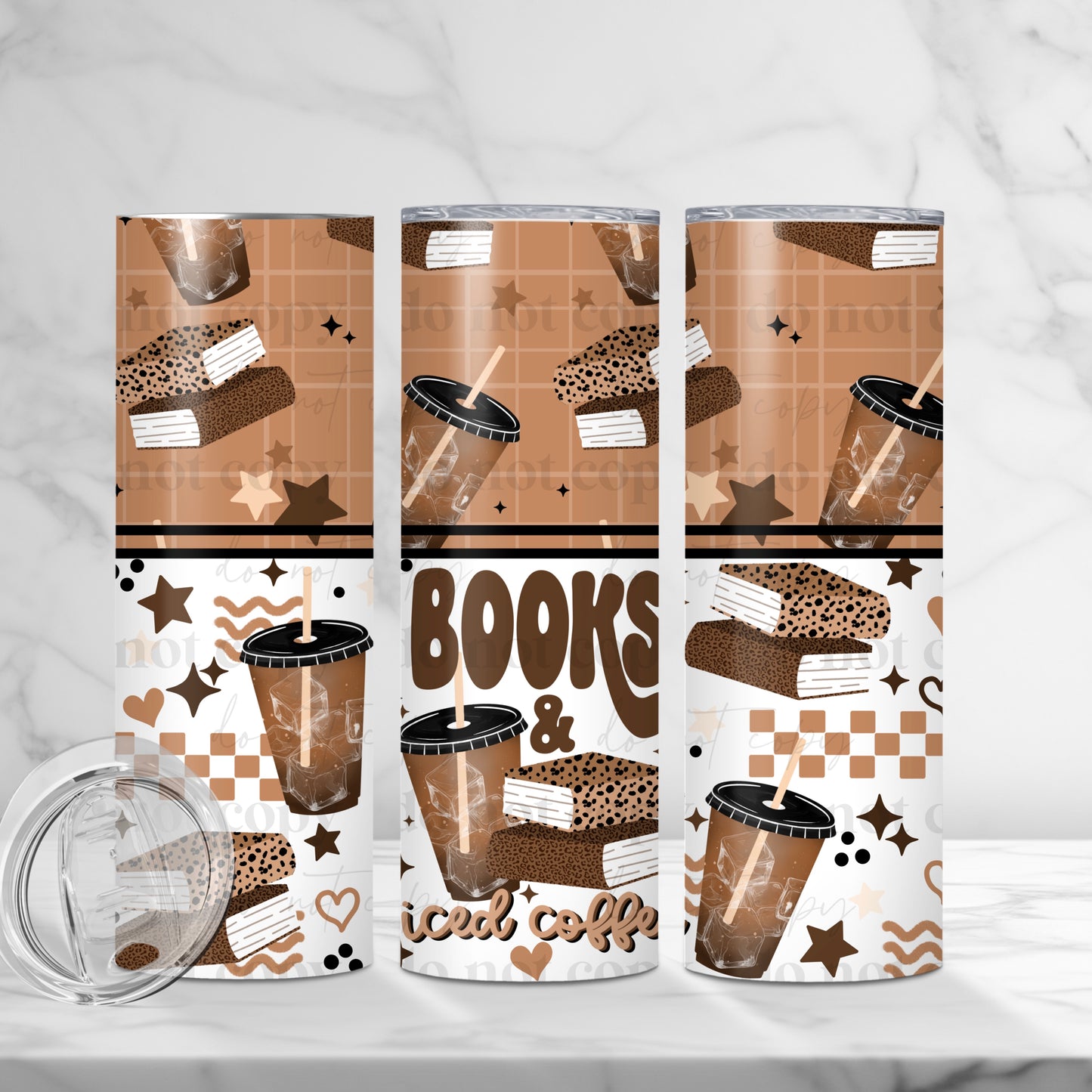 Books & Iced Coffee Tumbler Wrap
