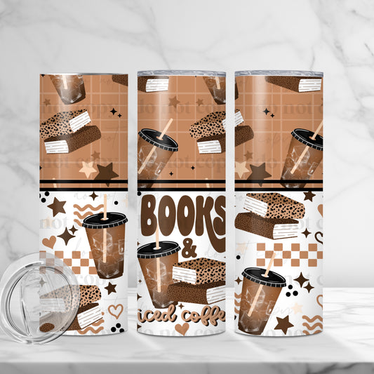Books & Iced Coffee Tumbler Wrap
