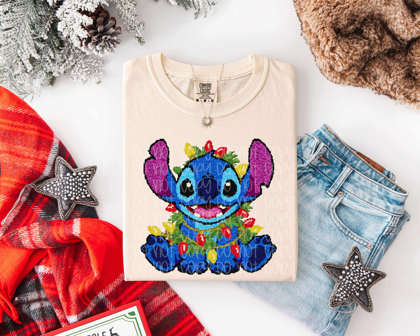 Faux Yarn Christmas Stitch DTF Prints