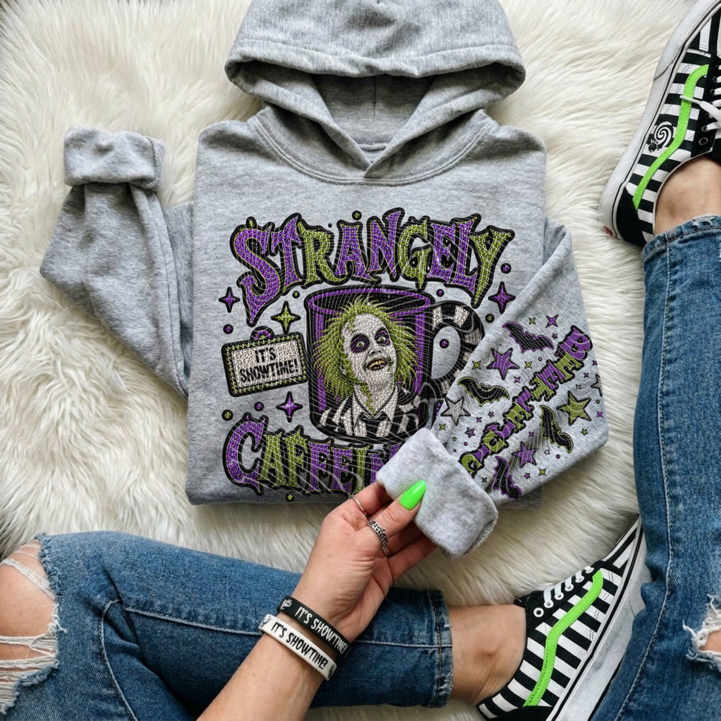 Strangely Caffeinated (Faux Rhinestones) DTF Print