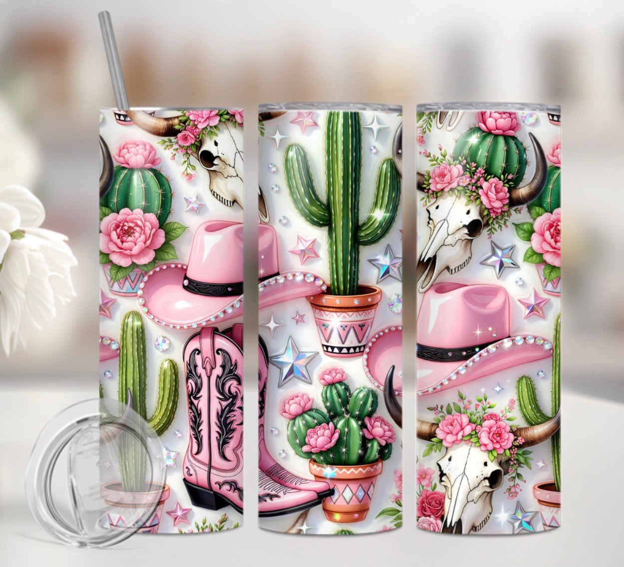 Pink Western Tumbler Wrap