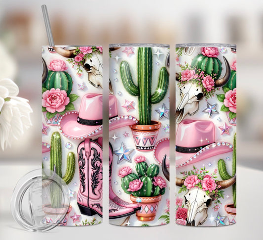 Pink Western Tumbler Wrap