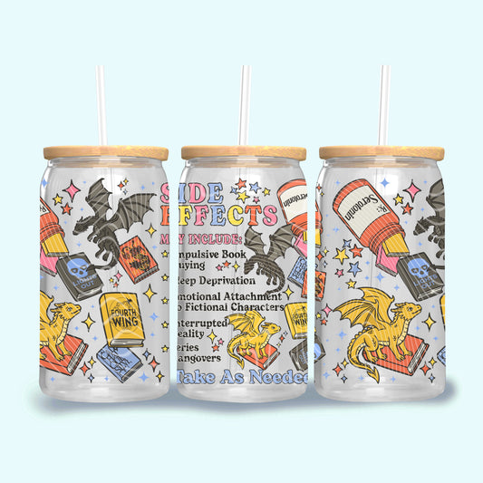 Book Side Effects 16 oz Glass Wrap