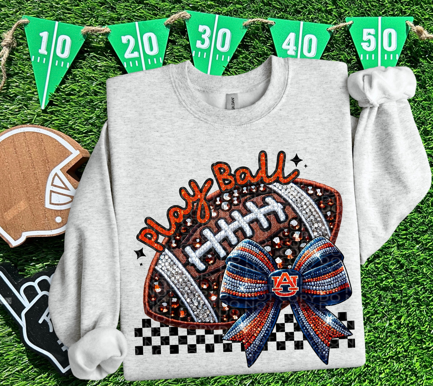 College Play Ball Bow Football DTF Print