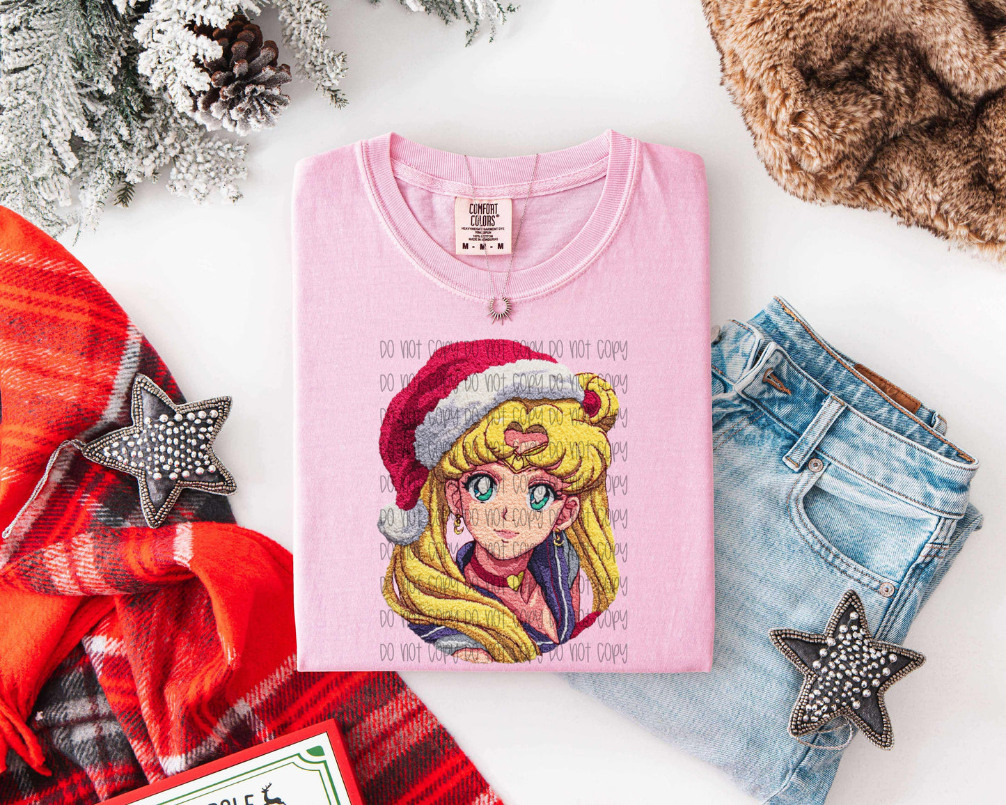 Christmas Sailor Moon Faux Yarn  DTF Print