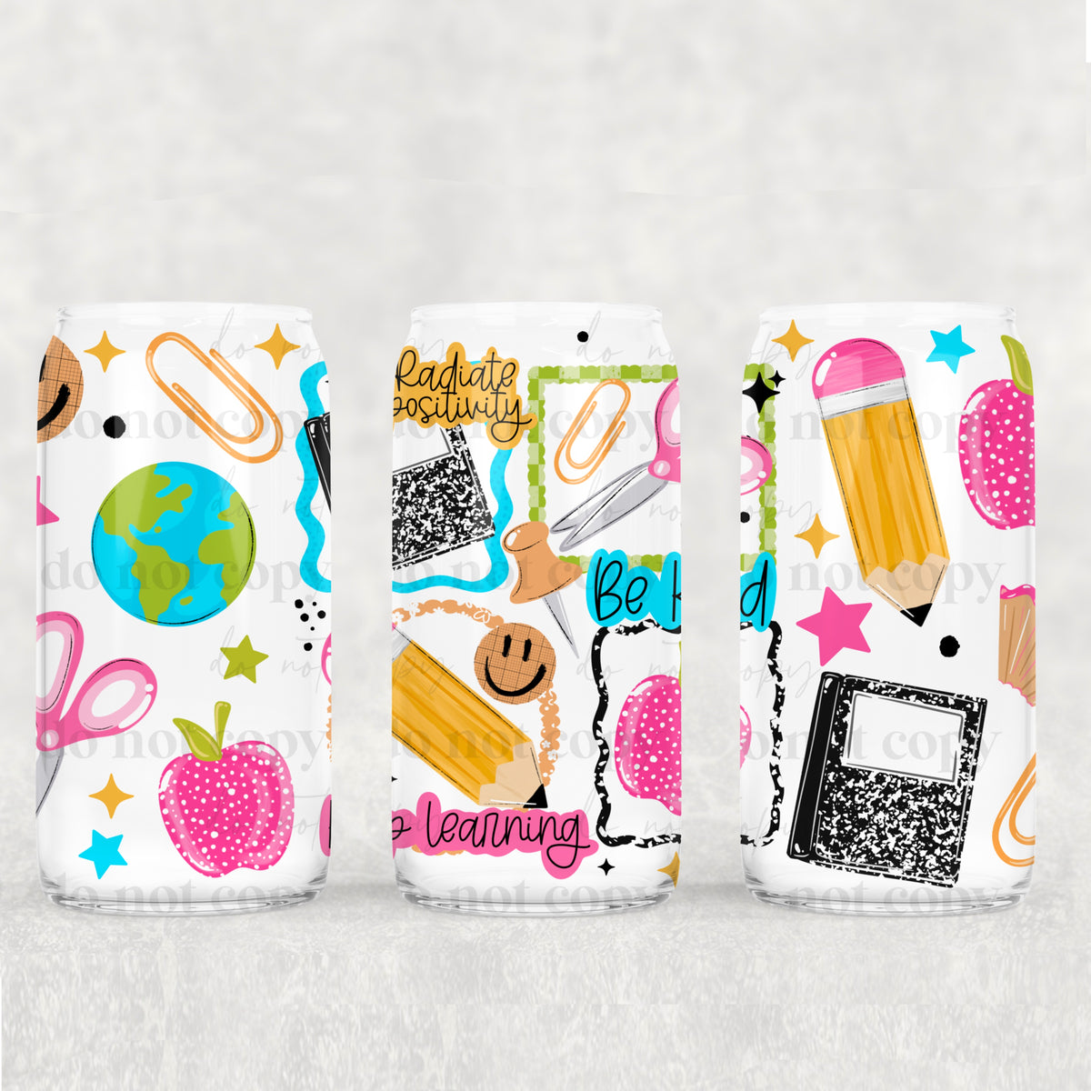Radiate Positivity School 16 oz Glass Wrap
