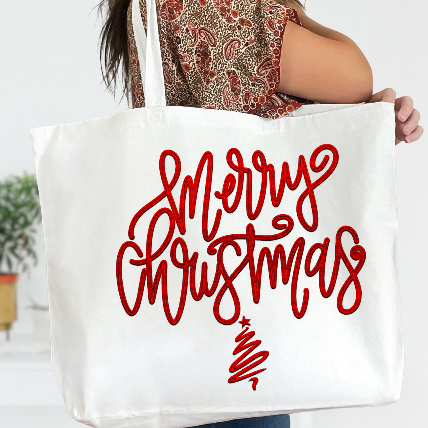 Merry Christmas Faux Embroidery DTF Print