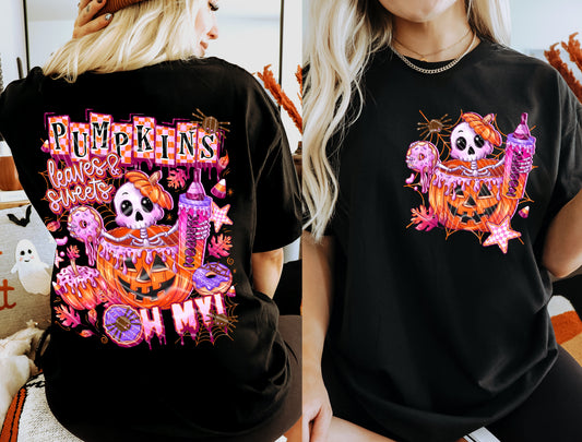 Pumpkins Leaves And Sweets (Pocket Print) DTF Prints
