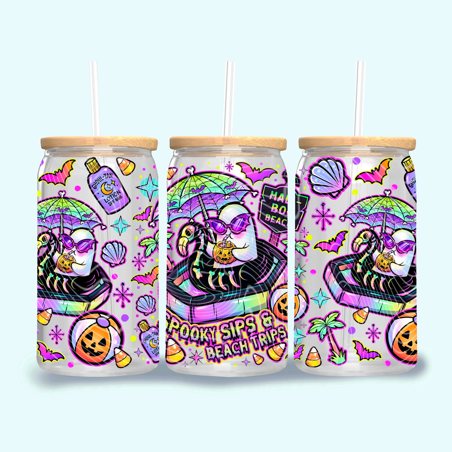 Mali-BOO Beach 16 oz Glass Wraps
