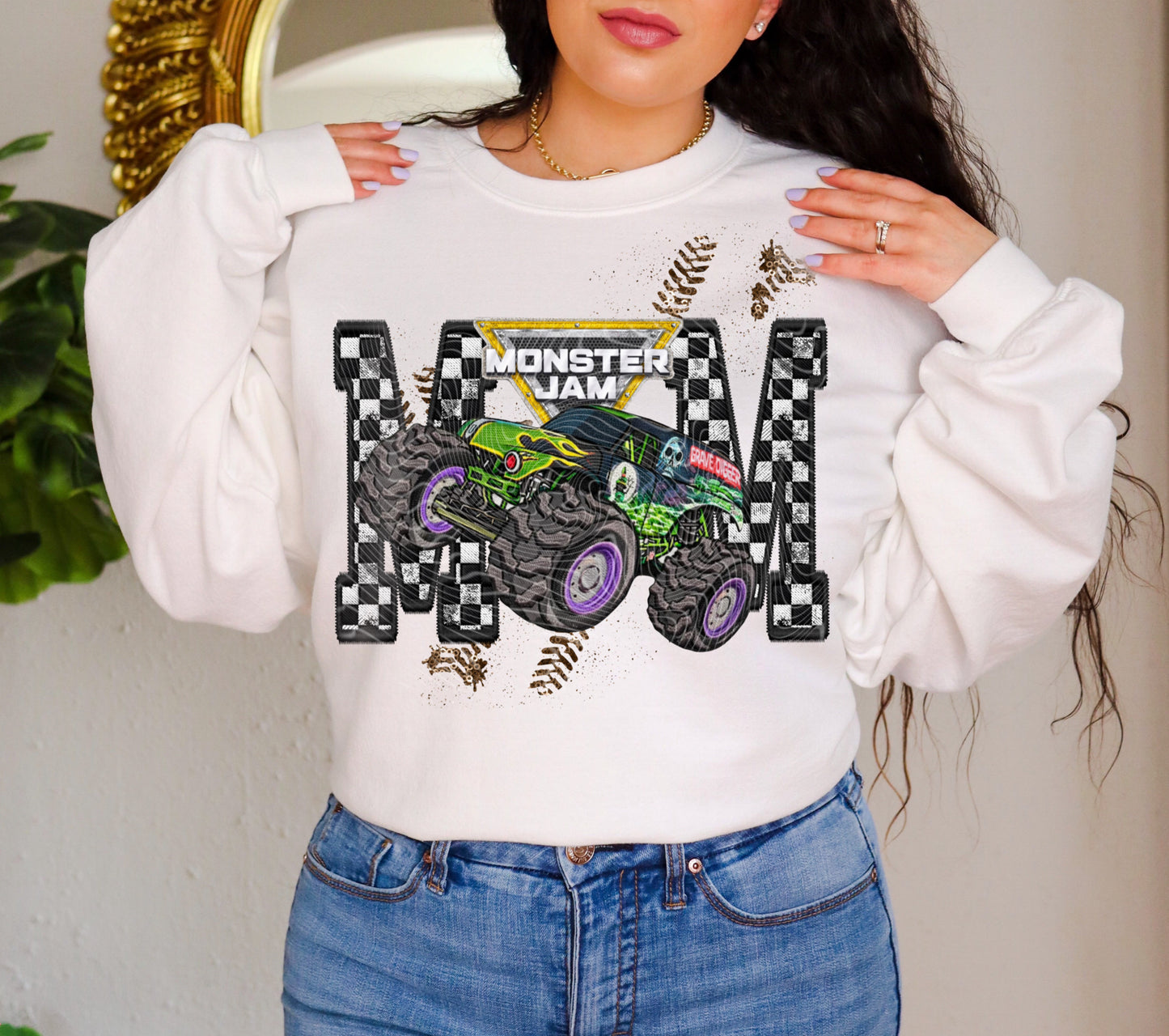 MJ Grave Digger Mom Faux Embroidery DTF Prints
