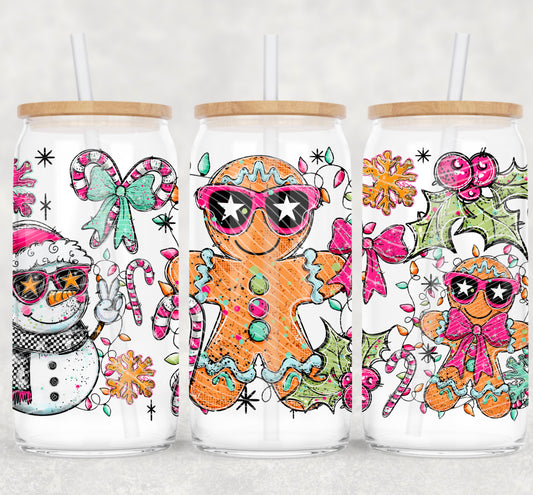 Doodle Gingerbread 16 oz Glass Wraps