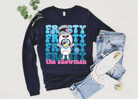 Frosty The Snowman Blue DTF Prints