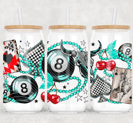 Lucky Girl Cherry 16 oz Glass Can Wraps
