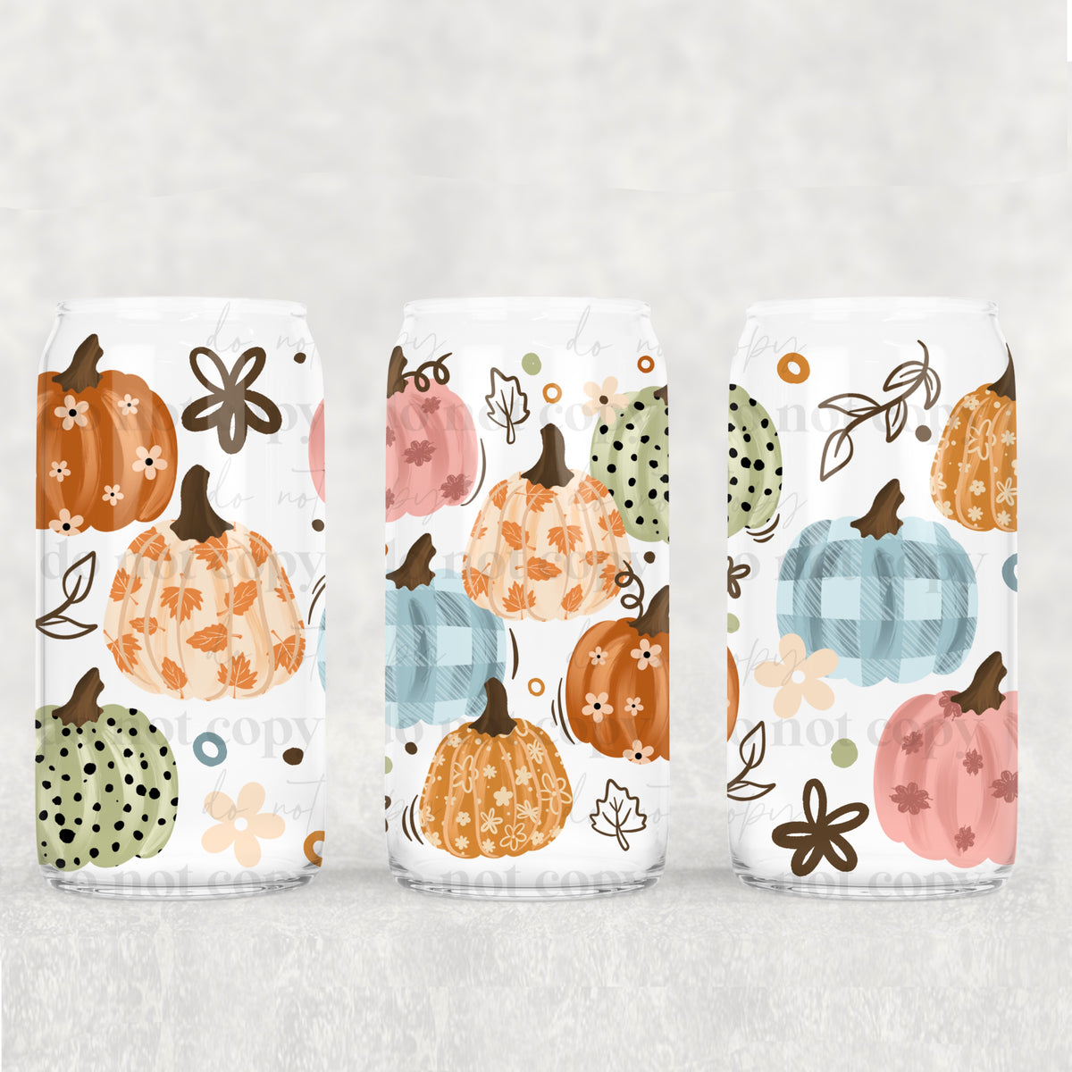 Fall Pumpkins 16 oz Glass Wrap