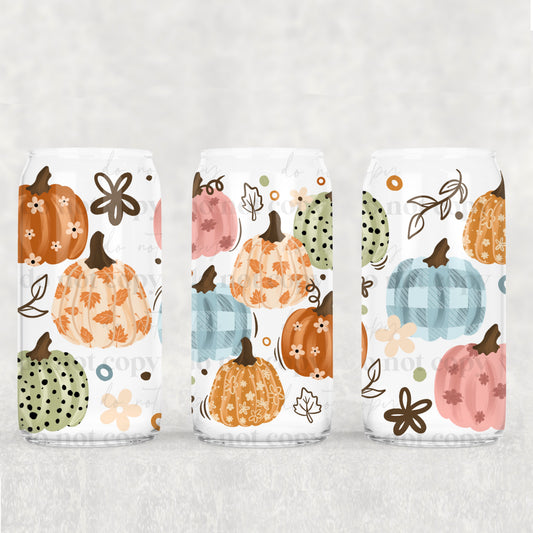 Fall Pumpkins 16 oz Glass Wrap