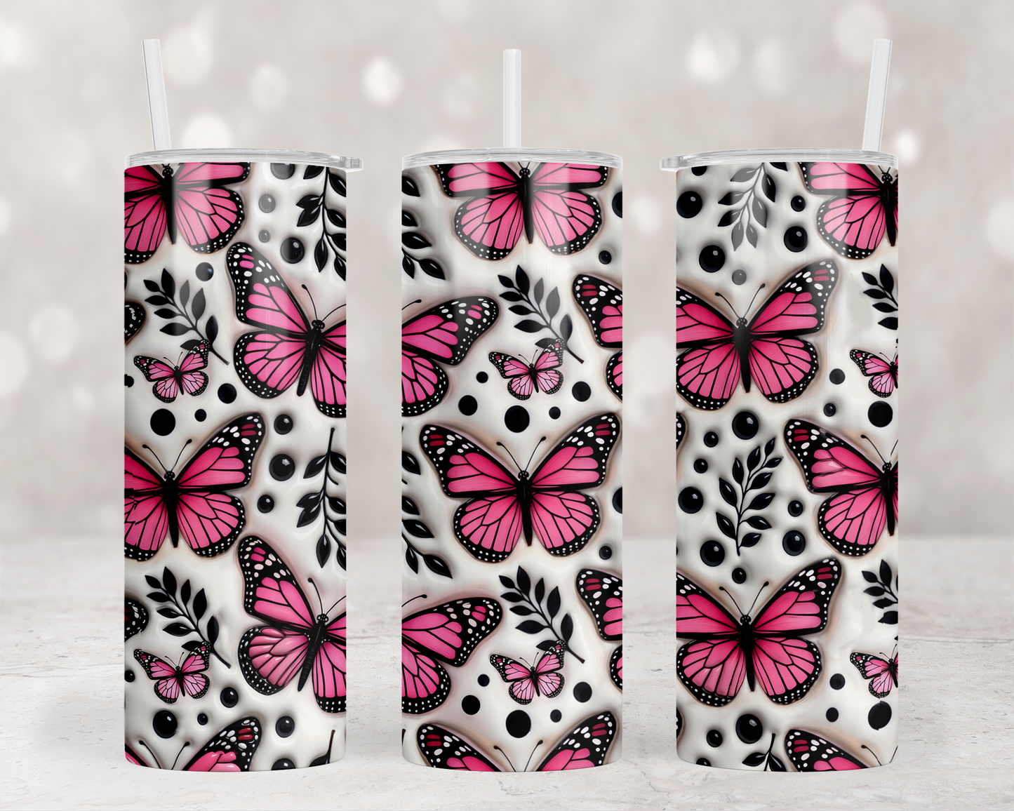 Pink Butterflies Tumbler Wrap